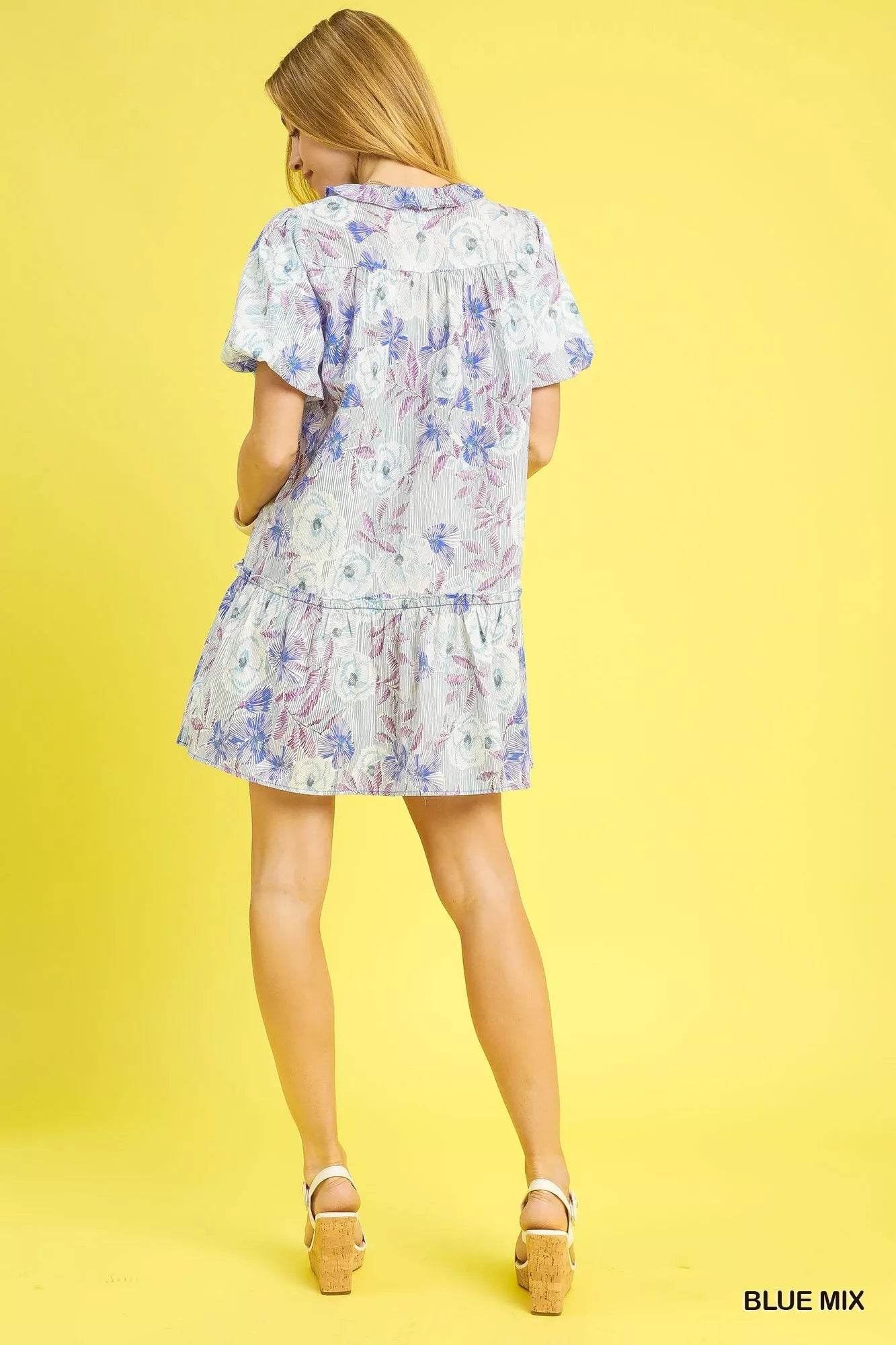 Umgee Floral Ruffled Puff Sleeve Mini Dress Trendsi 8b3a2040-f2a4-40c5-9176-251a918b4959-Max-Origin