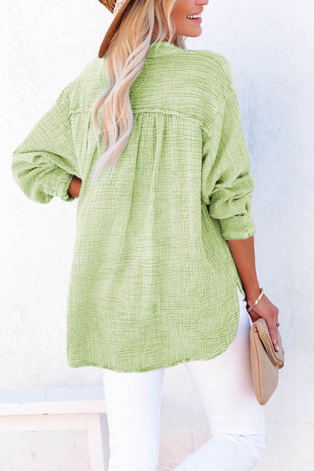 Buttoned Long Sleeve Blouse Trendsi 8b3d455dbc18429a90919fecdc80d13a-Max