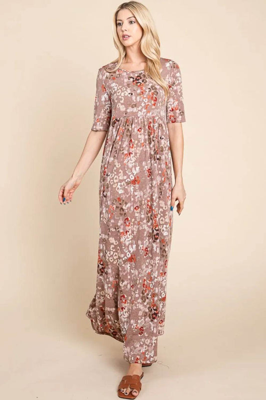 BOMBOM Printed Shirred Maxi Dress Mocha Trendsi 8b48df15-cf5e-47a8-80ee-e9809dfe0a78-Max