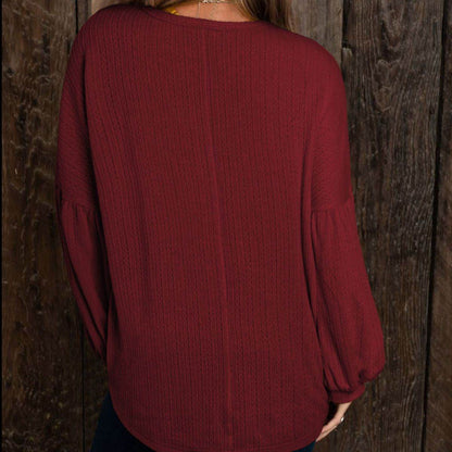 Round Neck Long Sleeve Ruched Blouse Trendsi 8b8f4fb40d3a4dc6844f84712b386f9f-Max
