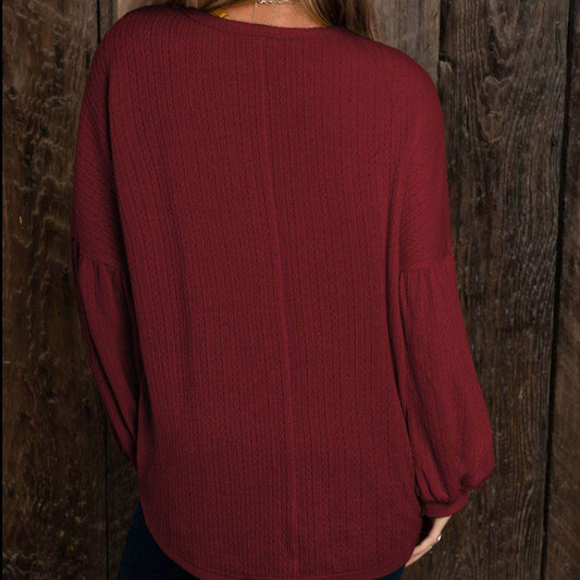 Round Neck Long Sleeve Ruched Blouse Trendsi 8b8f4fb40d3a4dc6844f84712b386f9f-Max