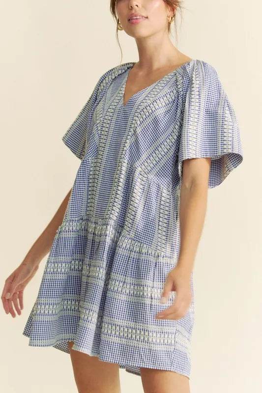 Davi & Dani Embroidered Stripe Ruffled Gingham Mini Dress Navy Blue Trendsi 8b90f79e0fb04af19754514cccf9ad3c-Max-Origin