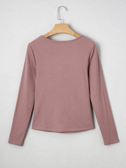Ruched Front Long Sleeve T-Shirt Trendsi 8b9ebfde293943ad8c1c63b5c60abfec-Max-Origin
