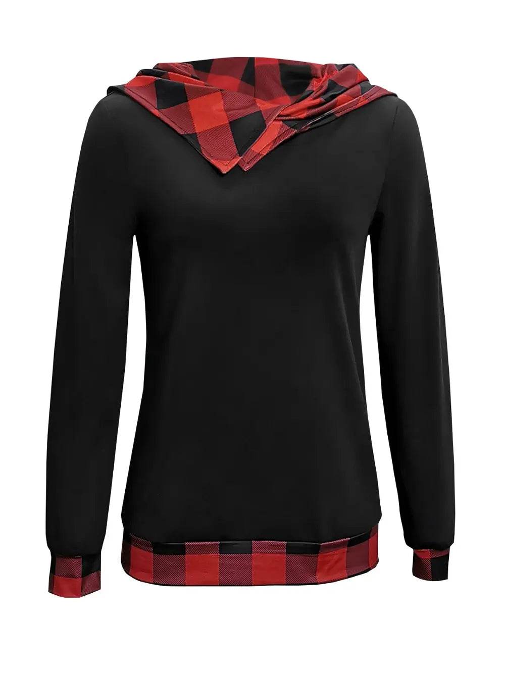 Plaid Long Sleeve Hooded Blouse Trendsi 8bac606d732e48a9946f531c20544336-Max
