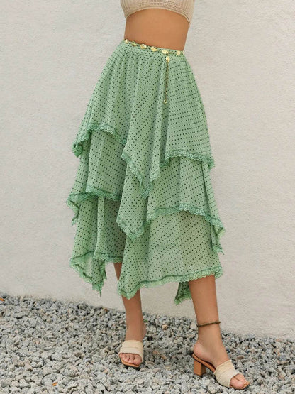 Lace Detail Layered Printed Skirt Gum Leaf Trendsi 8bc2c12a-6a51-4adb-ab8a-3857e891134e-Max