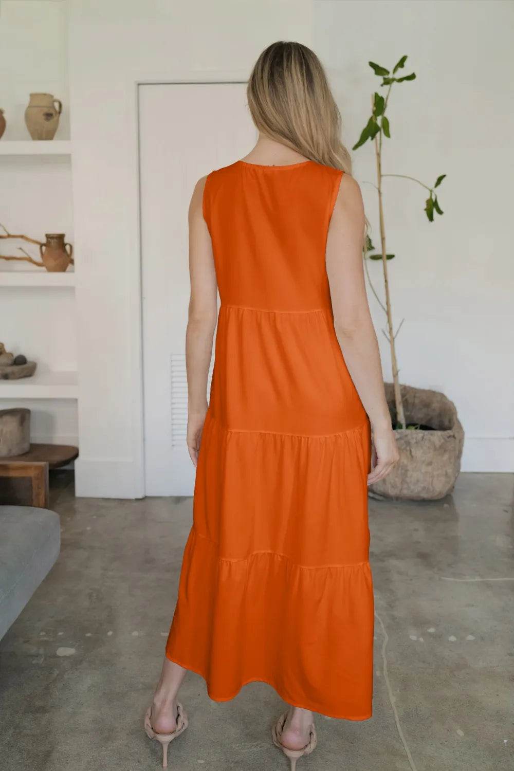 FAM-FAM Tiered V-Neck Sleeveless Dress Trendsi 8be939da-f167-49e8-85ca-329fd02bc5f1-Max