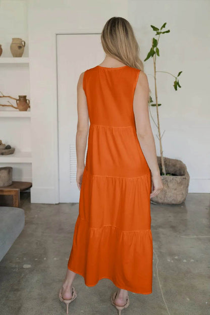FAM-FAM Tiered V-Neck Sleeveless Dress Trendsi 8be939da-f167-49e8-85ca-329fd02bc5f1-Max