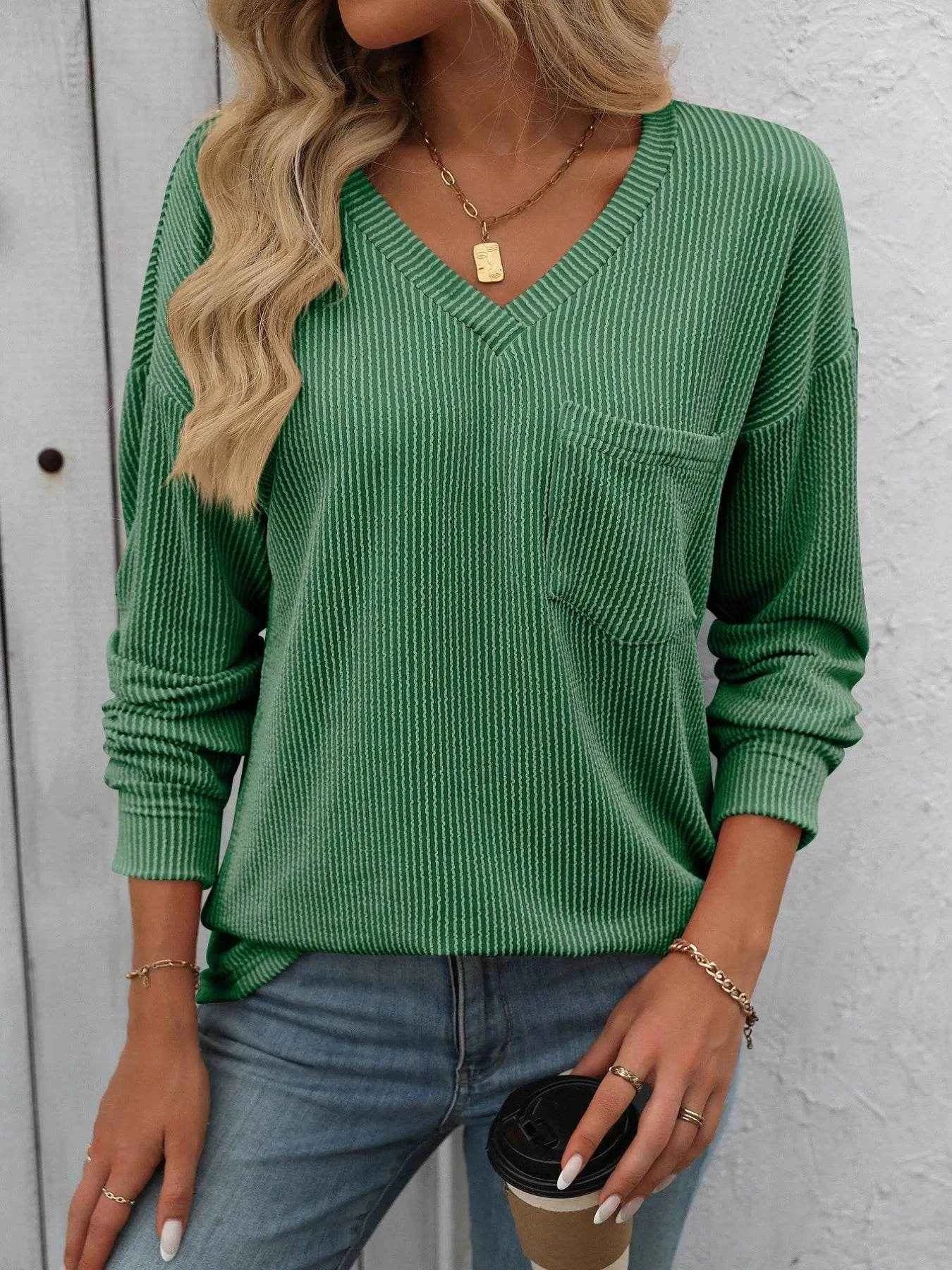 Ribbed V-Neck Long Sleeve T-Shirt Trendsi 8bed60e2-e333-478c-b71e-198fd9974720-Max-Origin