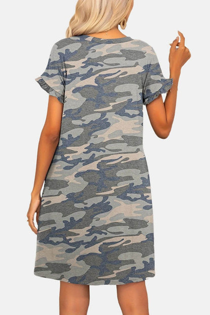 Flounce Sleeve Round Neck Dress with Pockets Trendsi 8c008937585341f9aa6dcd2c25e6a8ad-Max