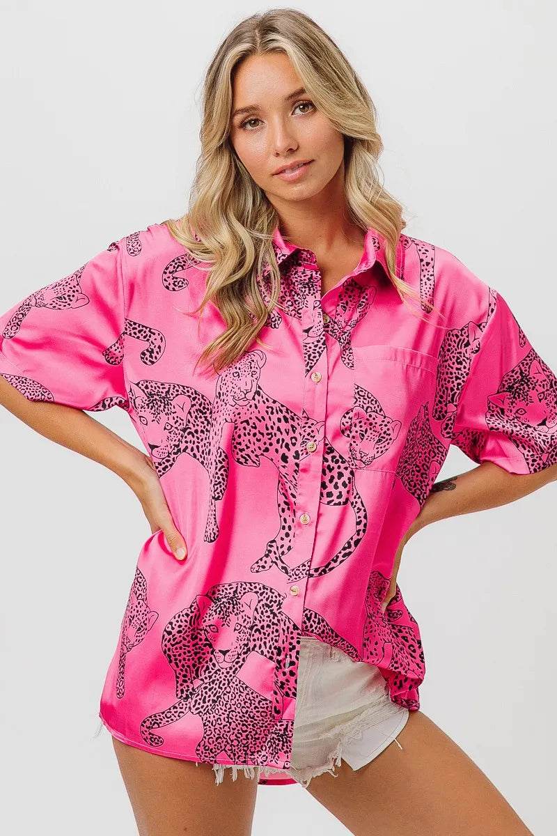 BiBi Leopard Print Short Sleeve Silky Satin Shirt Top Trendsi 8c2254faea6043e7be7b3fc07f6c65e8-Max-Origin