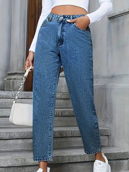 Pocketed Straight Leg Jeans Medium Trendsi 8c338551-2265-4438-9e7a-bc2a46730348-Max