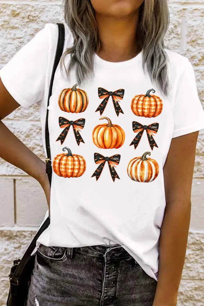 Pumpkin Round Neck Short Sleeve T-Shirt White Trendsi 8c3a9bf9-520e-4556-9531-f0ce5d2a9169-Max