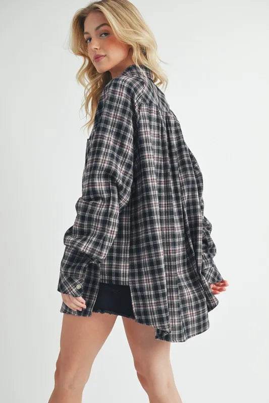 Aemi + Co Plaid Button Up Flannel Shirt with Chest Pocket Trendsi 8c522ce3-d227-49ca-88db-2b177beb4d5a-Max