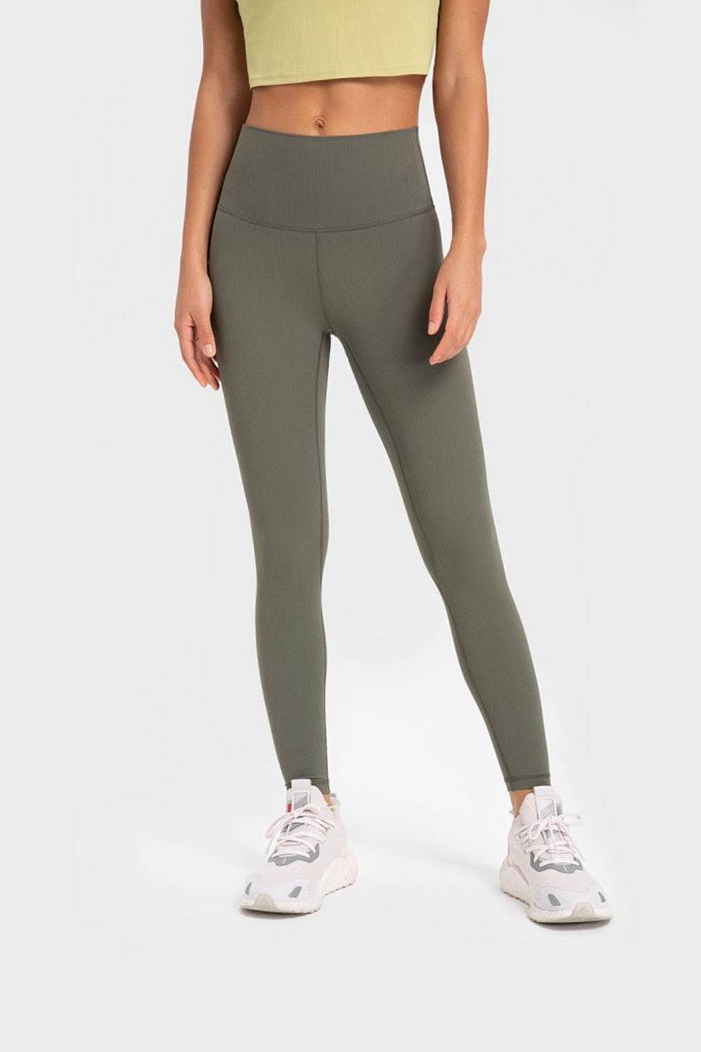 Millennia Highly Stretchy Wide Waistband Yoga Leggings Army Green Trendsi 8c7222959ace4225abb59dcfd957816f-Max
