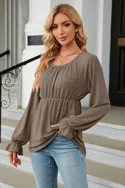 Round Neck Flounce Sleeve Blouse Trendsi 8c93ca96490447d59bc0eb6cc87e44d6-Max