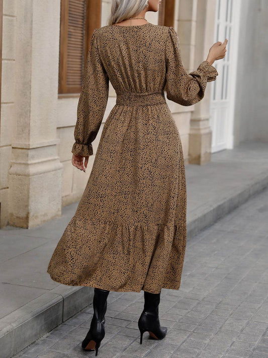 V-Neck Flounce Sleeve Ruffle Hem Dress Trendsi 8cbd423edf9347deb982abc035d4644f-Max