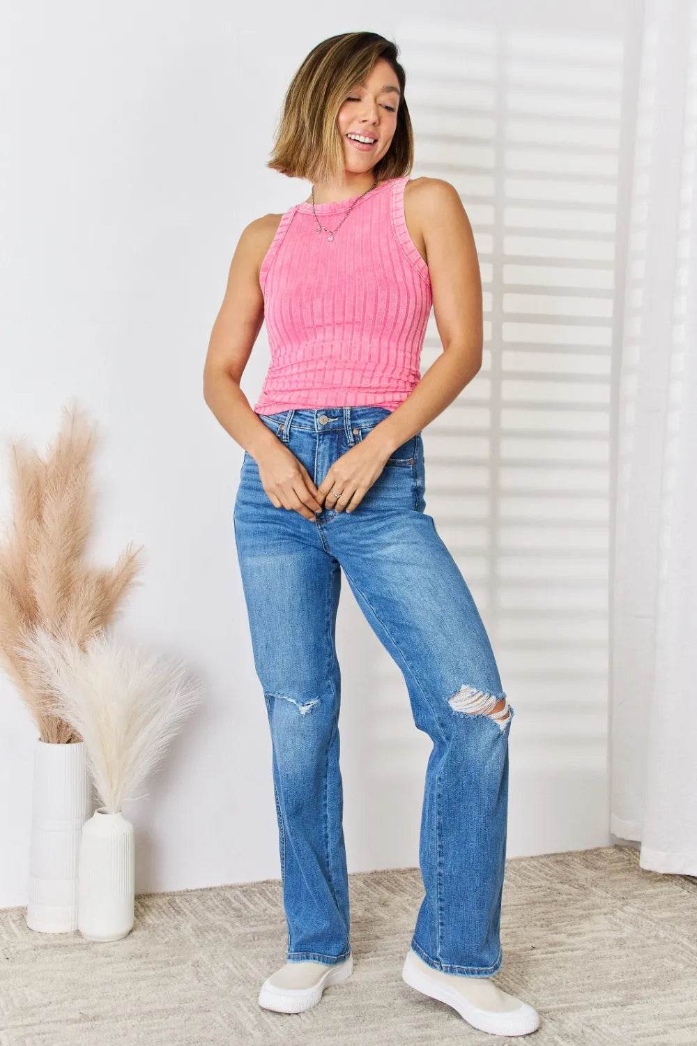 Zenana Ribbed Washed Round Neck Tank Trendsi 8ce80b2b-4744-44aa-b550-d8de2a53e1f5-Max