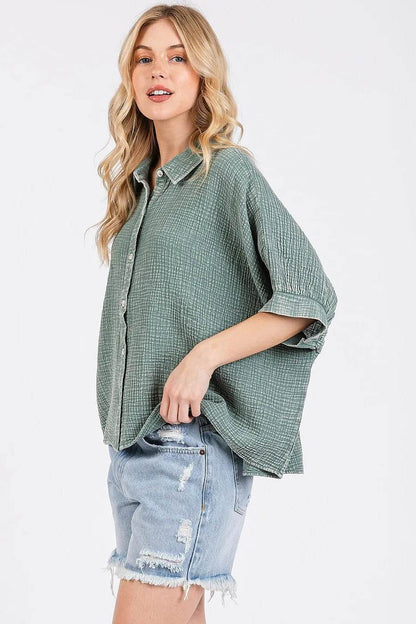 Mittoshop Mineral Wash Gauze Dolman Sleeve Button Down Shirt Trendsi 8d40122822a1416287f76eff77415904-Max-Origin