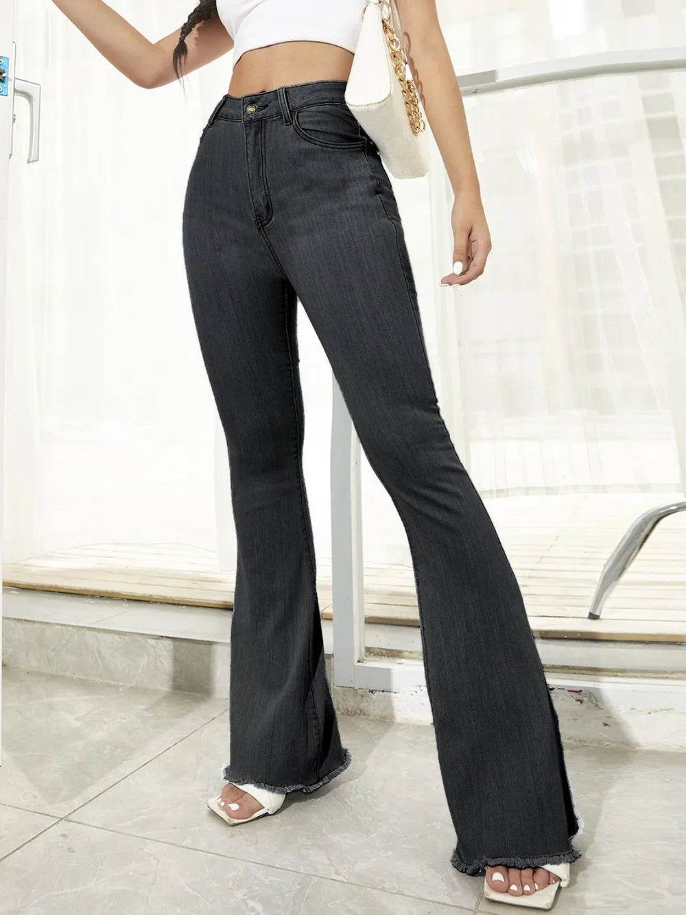 Raw Hem High Waist Flare Jeans Trendsi 8d45bd4a-c7dc-462b-9509-b85f72949ebf-Max