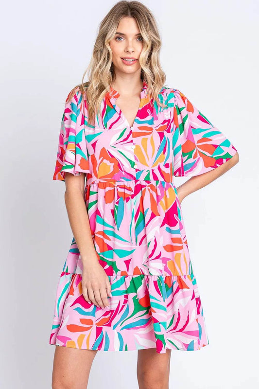 GeeGee Floral Ruffled Mini Dress Pink Green Trendsi 8d765b09-0334-497a-bccd-c373e7b0c897-Max
