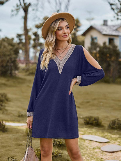 V-Neck Cutout Sleeve Mini Dress Navy Trendsi 8d89d9b90134461bb561293430ad23ab-Max