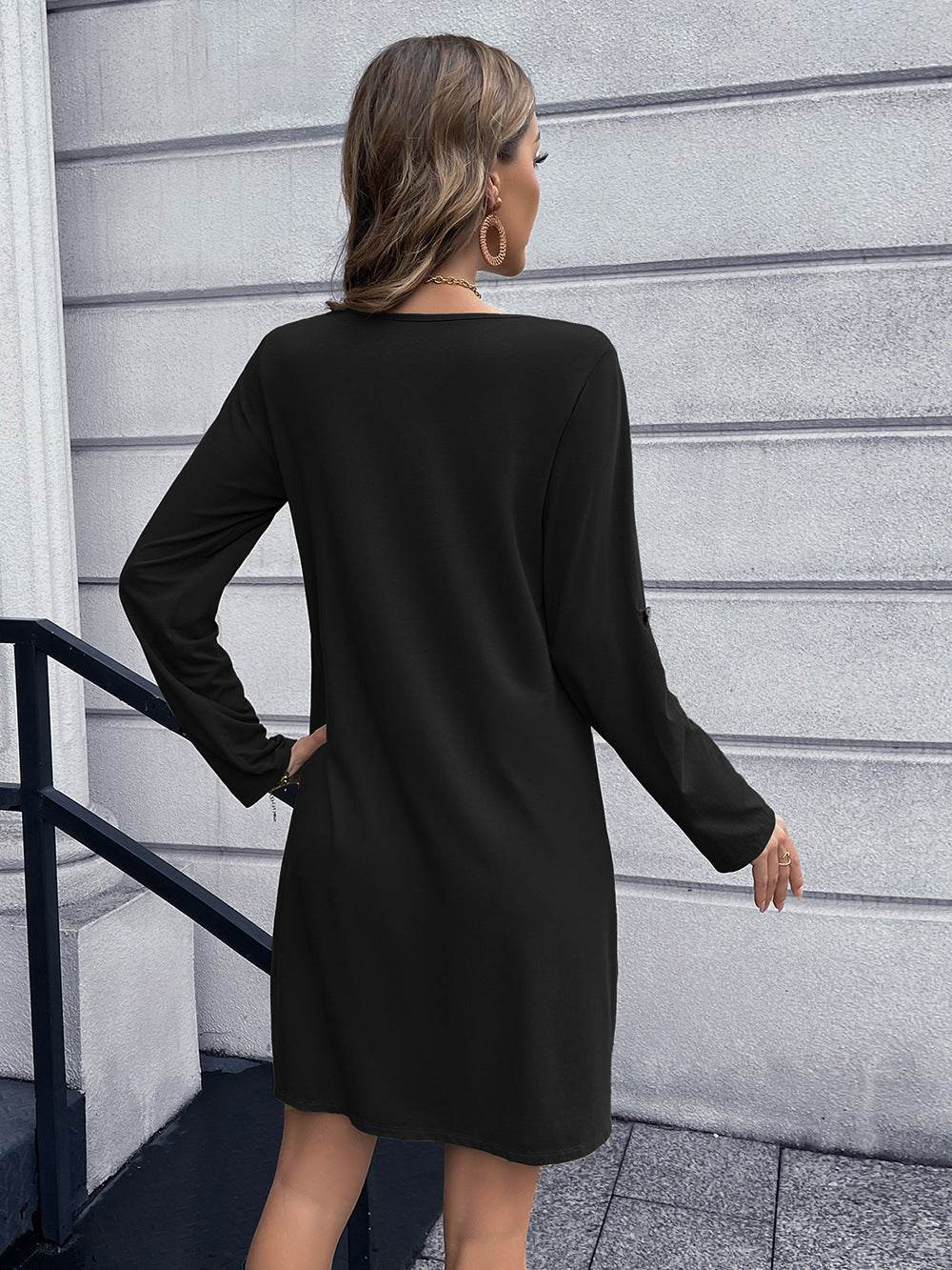Ivy Lane Button Down V-Neck Mini Dress Trendsi 8d9395884bc14677be24a7d242a62baa-Max