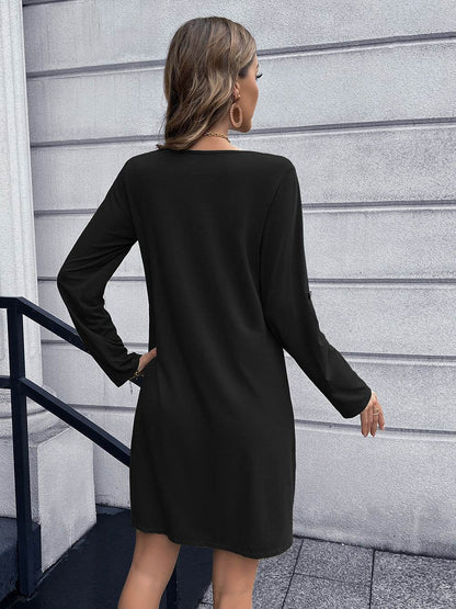 Ivy Lane Button Down V-Neck Mini Dress Trendsi 8d9395884bc14677be24a7d242a62baa-Max