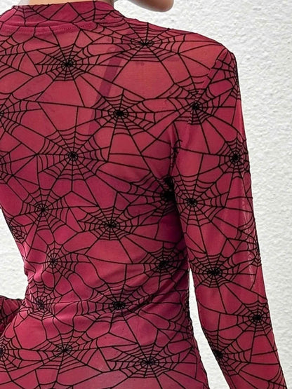 Spider Web Print Long Sleeve Blouse Trendsi 8dd8e3dc-5c1e-49a4-b588-e3496f05f2bc-Max-Origin