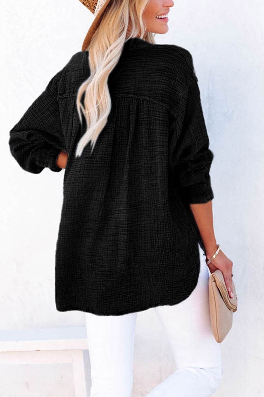 Buttoned Long Sleeve Blouse Trendsi 8dda6560332a41a5873b431cb78bc51d-Max