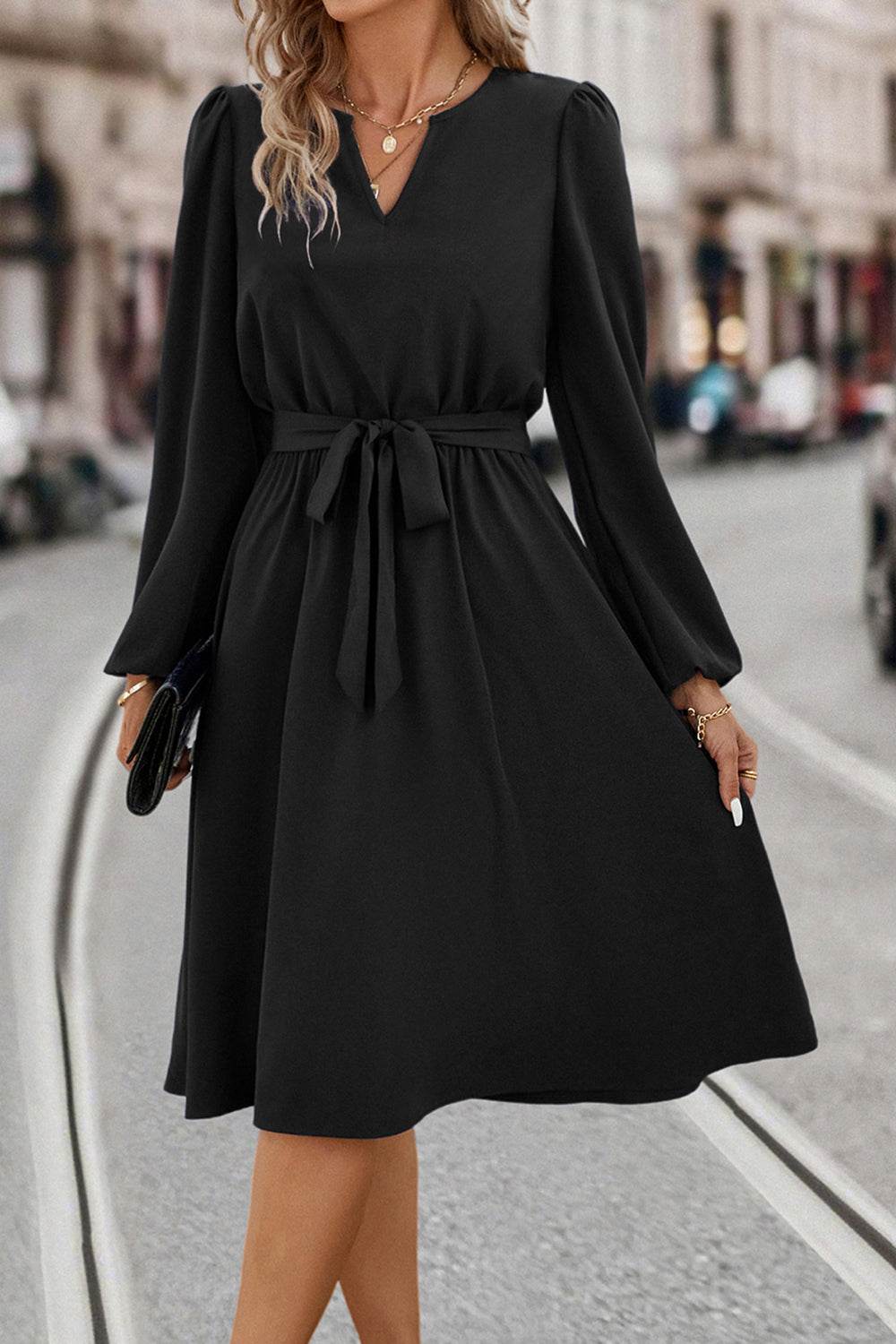 Tie Waist Notched Neck Long Sleeve Dress Trendsi 8e00be2eb9ad4f278d22346fa4b51b5c-Max