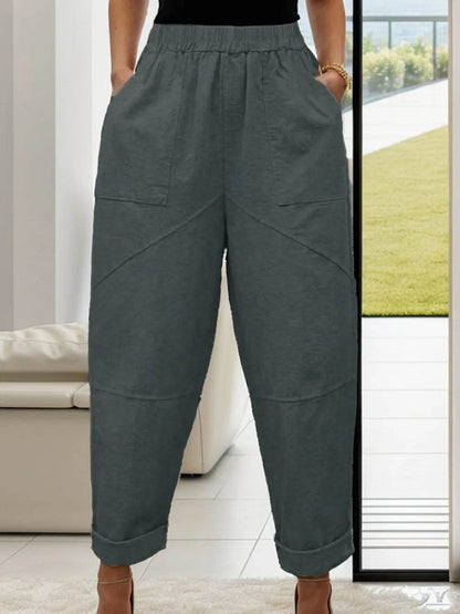 Elastic Waist Pants with Pockets French Blue Trendsi 8e642351-34ac-4388-a7a5-2bfe131aa318-Max