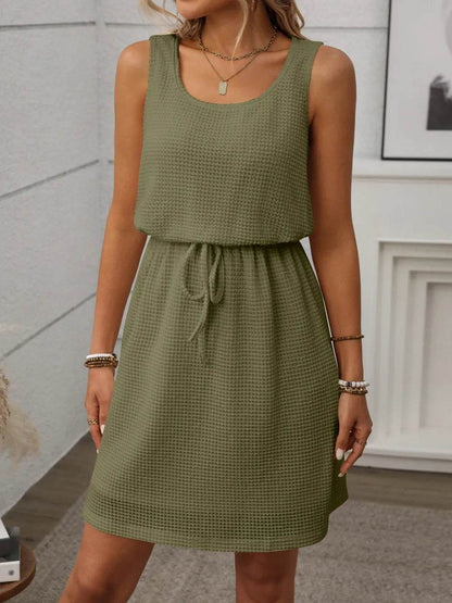 Waffle-Knit Drawstring Mini Tank Dress Trendsi 8e7422c0-5ada-46d6-afae-e099ca8693b7-Max