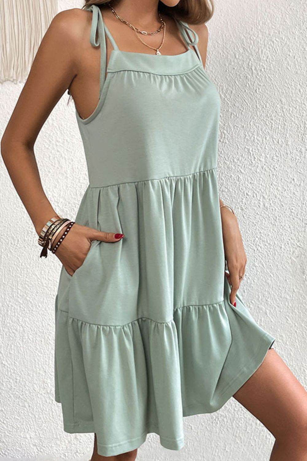 Perfee Tie-Shoulder Tiered Dress with Pockets Trendsi 8e88e3df0a4047b5811ce33cfc300ae9-Max