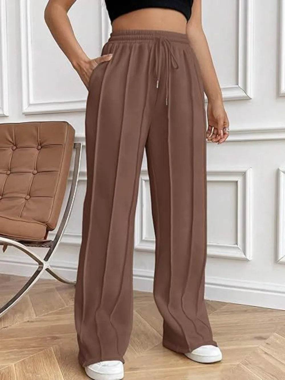 Drawstring Wide Leg Pants with Pockets Brown Trendsi 8eb0315c-bb4a-4e5b-b502-13c1801a80fd-Max