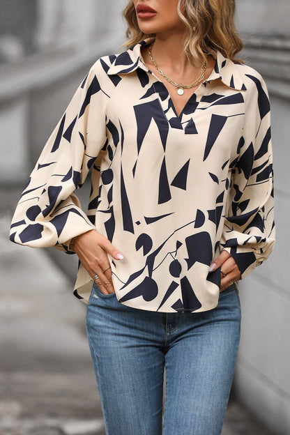 Perfee Printed Johnny Collar Blouse Trendsi 8f0db557e76a4ec2905eb9a240bf689a-Max