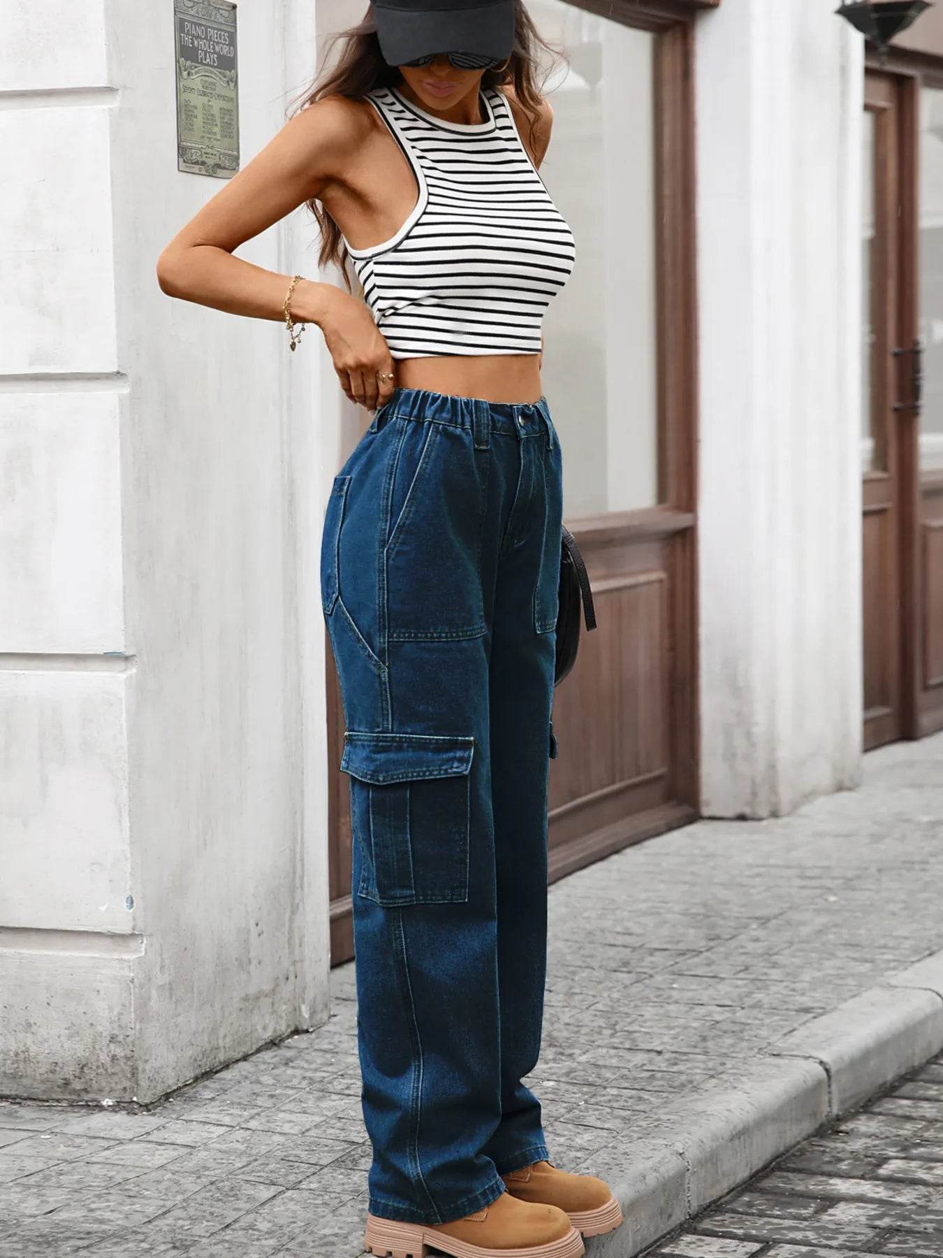 High-Waisted Cargo Jeans Trendsi 8f10dd58bac643569fccf8107e4a003d-Max-Origin