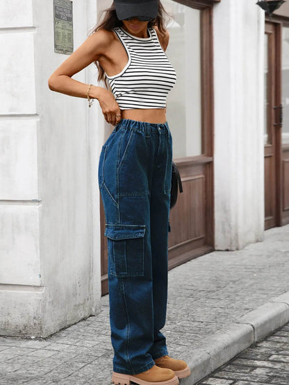 High-Waisted Cargo Jeans Trendsi 8f10dd58bac643569fccf8107e4a003d-Max-Origin