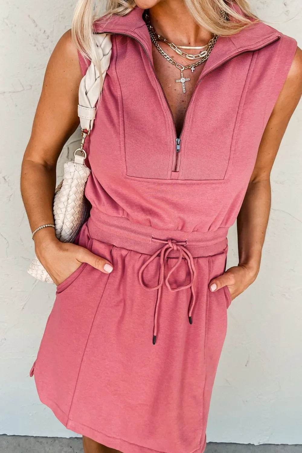 French Terry Zipped Collar Sleeveless Drawstring Waist Mini Dress Trendsi 8f7ddd0c-6e95-464a-bfa5-e05e5dd07561-Max-Origin