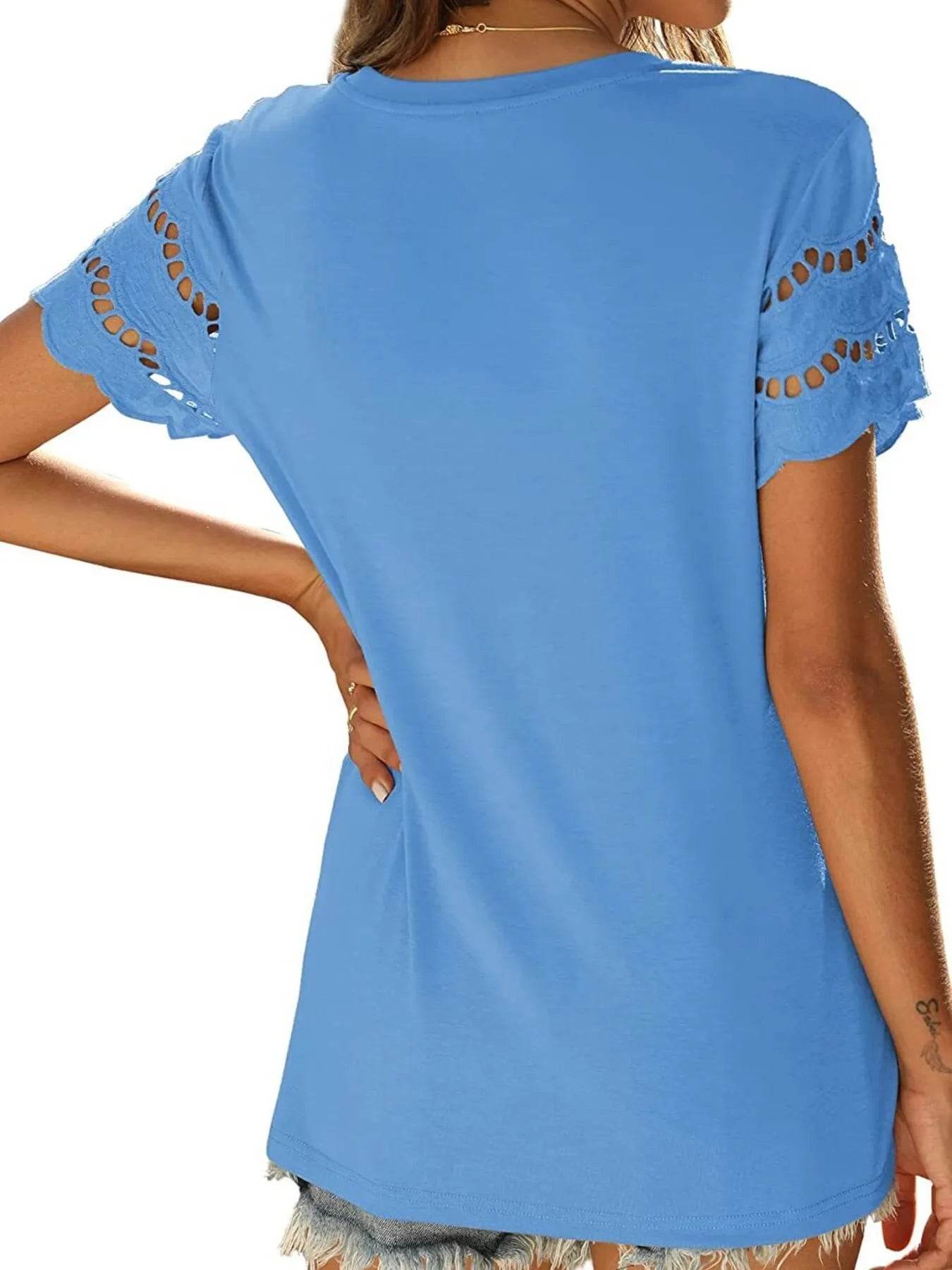 Round Neck Short Sleeve Casual T-Shirt Trendsi 8f916f92fb584e0b93d8fa4aef4fe3b2-Max-Origin
