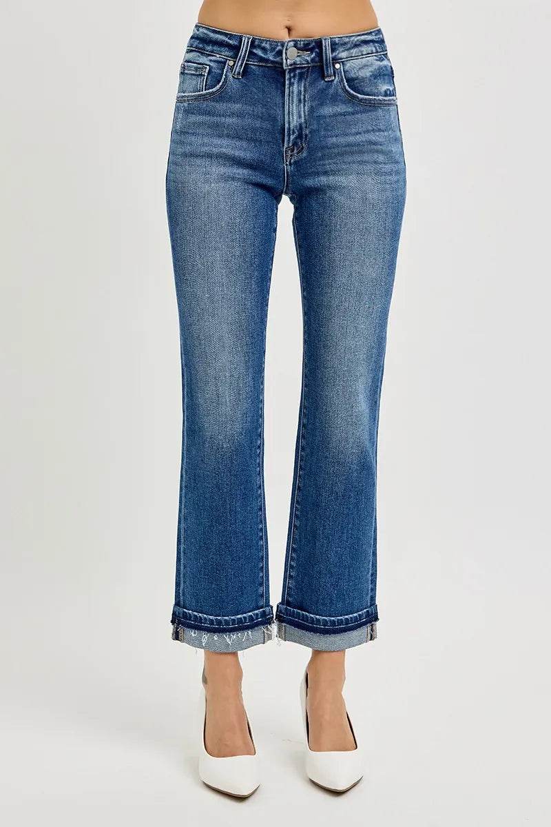 RISEN Mid Rise Ankle Straight Cuffed Jeans DARK Trendsi 8fc2fc970a8c46e2a277cf3e8241e51a-Max-Origin