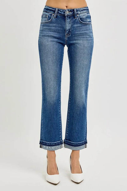 RISEN Mid Rise Ankle Straight Cuffed Jeans DARK Trendsi 8fc2fc970a8c46e2a277cf3e8241e51a-Max-Origin