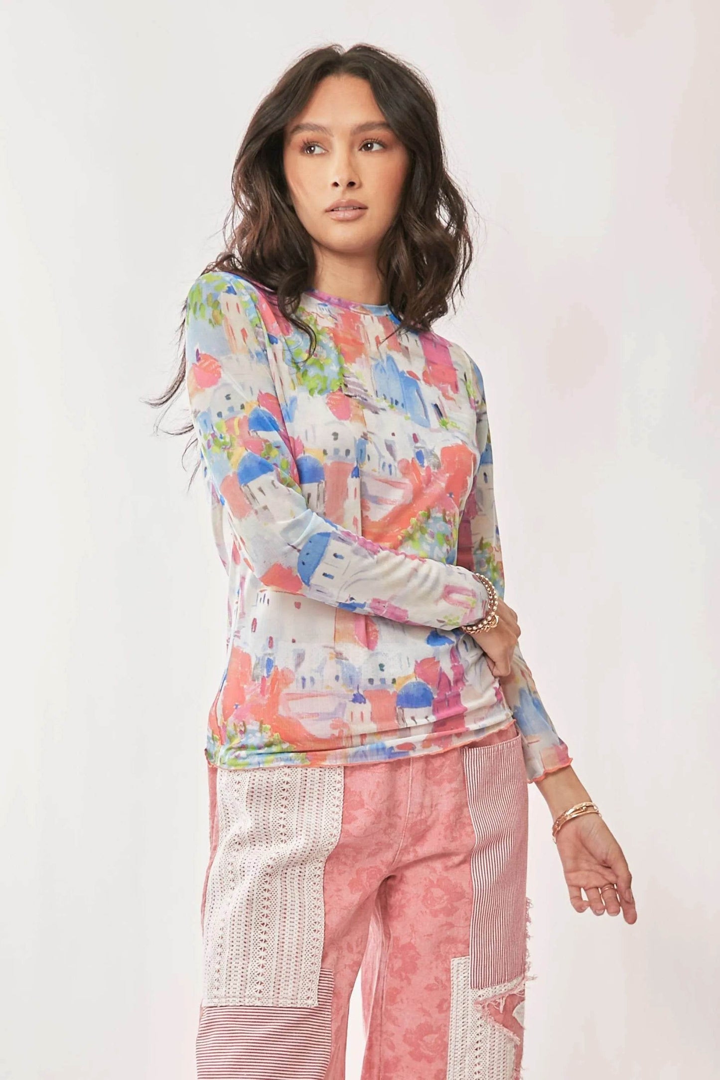 Davi & Dani Multi Printed Mesh Round Neck Long Sleeve Top Trendsi 8fe147c386f94d8b84d007c77dbd475f-Max-Origin