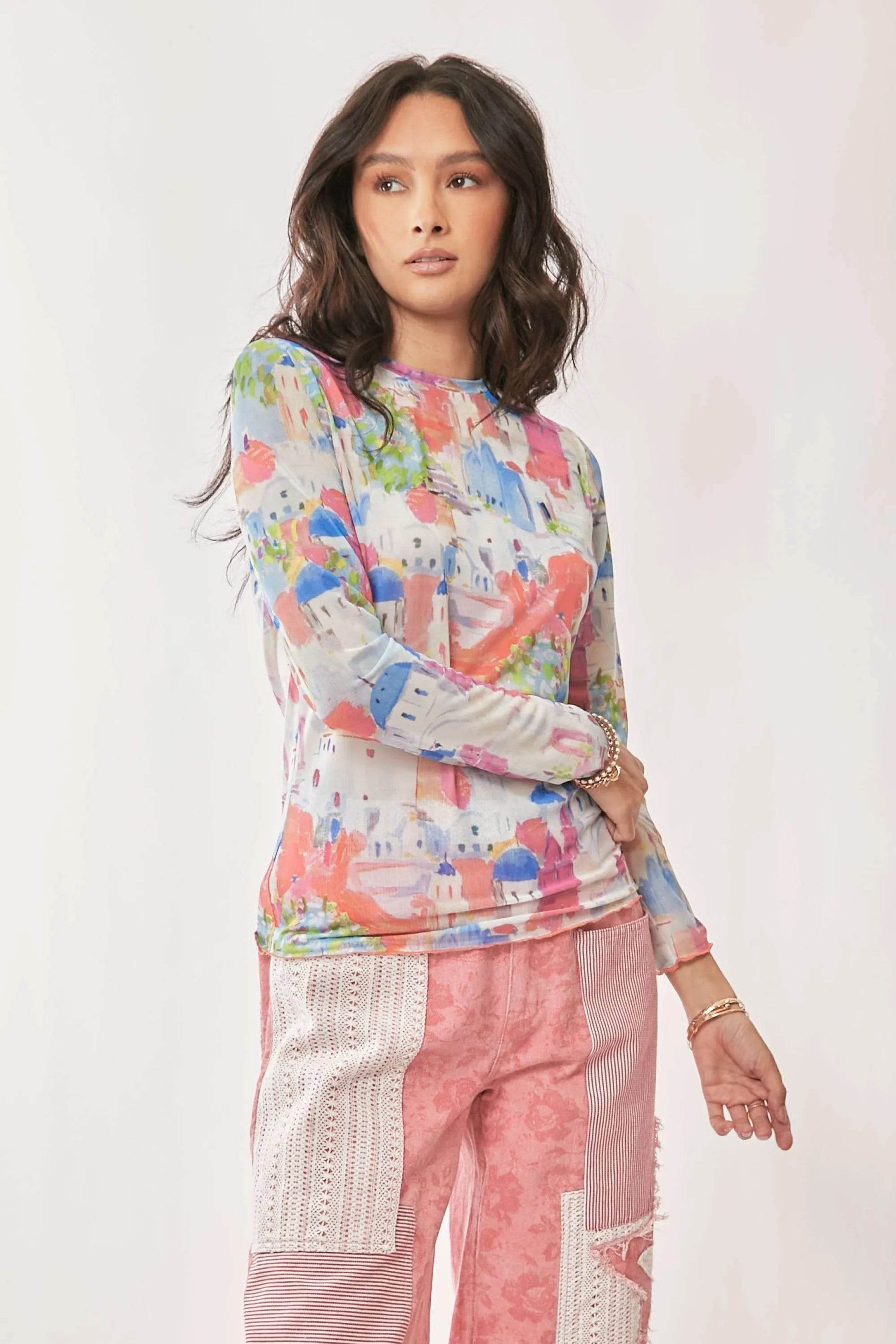 Davi & Dani Multi Printed Mesh Round Neck Long Sleeve Top Trendsi 8fe147c386f94d8b84d007c77dbd475f-Max-Origin