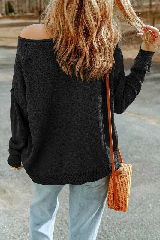Pumpkin Round Neck Long Sleeve Knit Top Trendsi 8fe4422e-d352-42f7-92b7-9d489a1a8f6f-Max