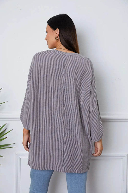 Notched Roll-Tab Sleeve Blouse Trendsi 90042677-cc7b-4949-91a8-5ce3b79025e5-Max