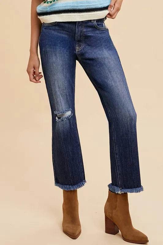 Annie Wear Distressed Raw Hem Straight Leg Cropped Jeans Dark Trendsi 9011d416-f477-411d-9249-dc3d9f5b4bb3-Max