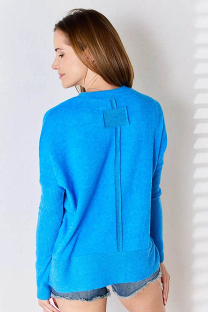 Zenana Ribbed Trim Round Neck Long Sleeve Top Trendsi 9037fe65-0a79-4cfc-8489-8a9c1964d918-Max