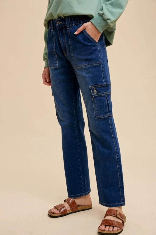 Annie Wear Straight Leg Jeans with Cargo Pockets Dark Trendsi 90578f49-e249-4194-a326-a7e762397ea0-Max