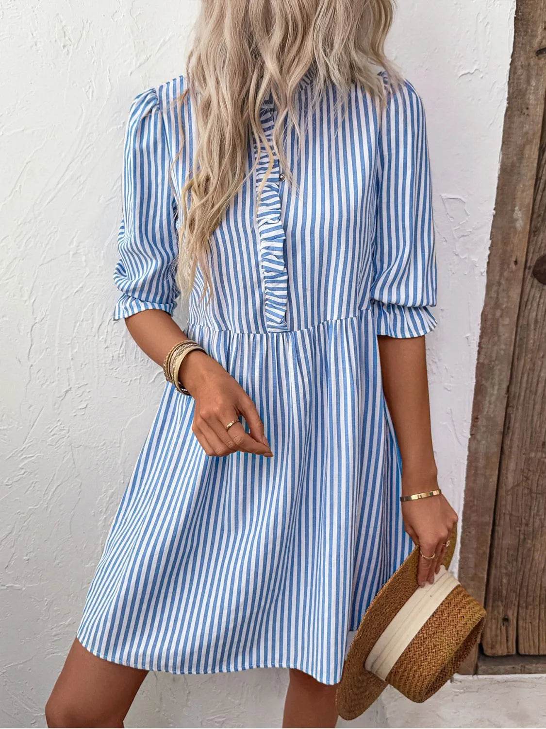 Striped Half Sleeve Mini Shirt Dress Trendsi 905b9e9d-b886-40a0-bc96-4af99d62ce29-Max-Origin