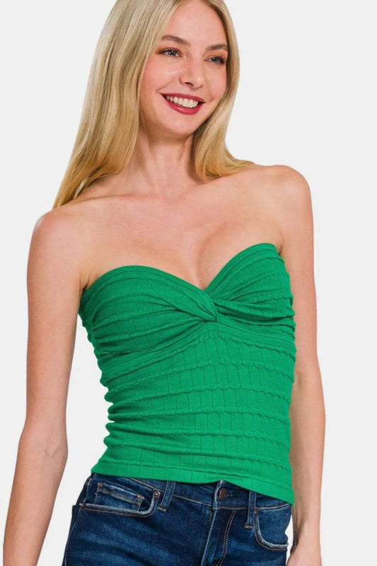 Zenana Ruched Twisted Sweetheart Neck Top Green Trendsi 906e9086-57c6-42e5-bb44-661d435345d6-Max